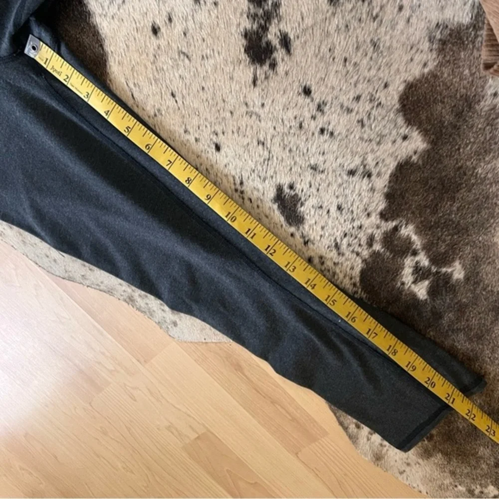 LULULEMON Wunder Under Crop Leggings Cotton Roll Down Pants Heathered Black Sz 4
